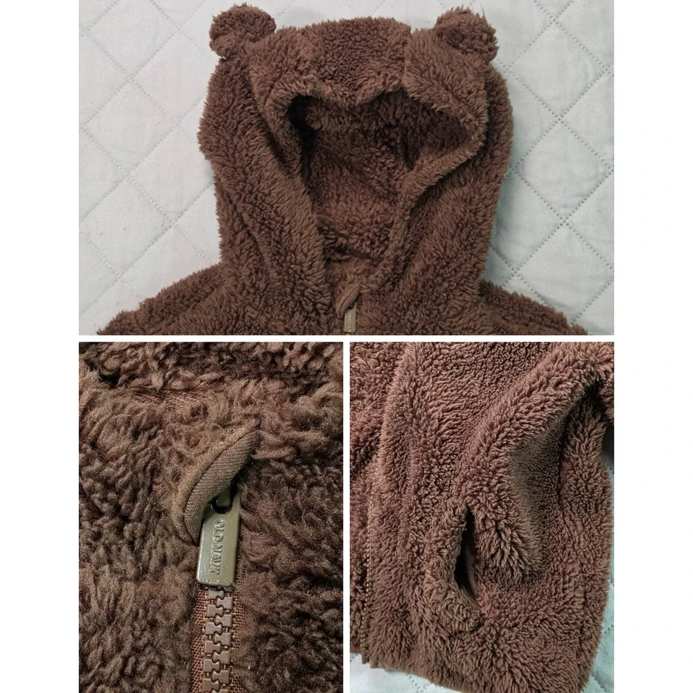 Teddy Bear Sherpa Fleece Hooded Jacket Brown Kids 5T Old Navy